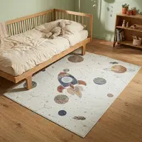 Little Olly Waschbarer Kinderteppich - Mace Rocket Creme 140x200 cm