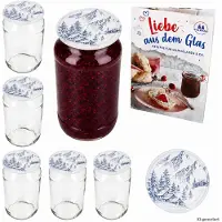 MamboCat 6er Set Rundglas 1062 ml To 82 Alpendekor Deckel incl. Diamant Gelierzauber Rezeptheft