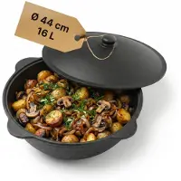 4BIG.fun NAMANGAN Gusseisen Kasan 16L Deckel Campingtopf Kazan WOK Kessel Camping BBQ
