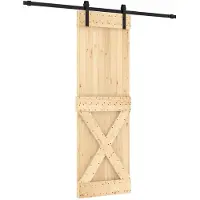 Syfax Schiebetür Natürlich und Schwarz 70 x 210 cm Massivkiefer