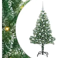 DKD Home Decor Künstlicher Weihnachtsbaum beschneit mit LED Licht 120 cm