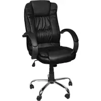 MT MALATEC Bequeme Bürostuhl Chefsessel Drehstuhl Ergonomischer Schreibtischstuhl mit Kunstlederbezug Schwarz/Weiß/Braun 8983, Farbe:Schwarz