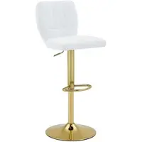 STILVORA Barhocker Kunstleder Weiß-Gold 52x45x93-114 cm, höhenverstellbar & drehbar