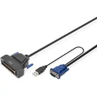 Digitus Modularer KVM-Switch, Single-Port, USB, PS/2, USB, PS/2, VGA, Schwarz, DB-25, Männlich/Männlich