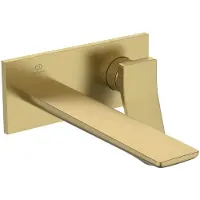 Ideal standard Wand-Waschtischarmatur CHECK Bausatz 2, Auslauf 220mm brushed gold Brushed gold mit eckiger Rosette, Bausatz 2
