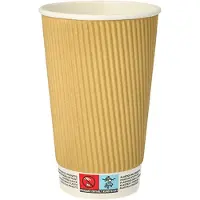 Papstar Papp-Trinkbecher "pure" Ripple Wall, 0,4 l, beige aus gerillter Pappe mit PLA-Beschichtung, Durchmes