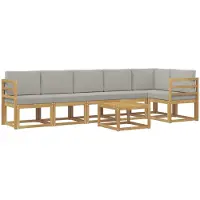 vidaXL Outdoor-Sofagarnitur mit Kissen 7 pcs Weiß und Hellgrau