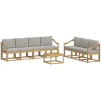 vidaXL Outdoor-Sofagarnitur 8 Stk. Weiß und Hellgrau Polyester