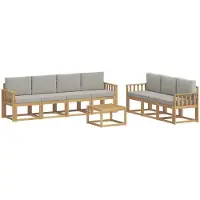 vidaXL Outdoor-Sofagarnitur 8 Stk. Weiß und Hellgrau Polyester
