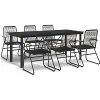vidaXL 7-tlg. Garten-Essgruppe Schwarz PVC-Rattan