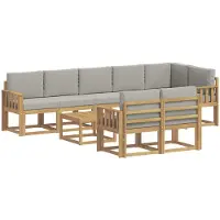vidaXL Outdoor-Sofagarnitur 9 Stk. Weiß und Hellgrau