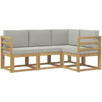 vidaXL Outdoor-Sofagarnitur 4 Stk. Weiß und Hellgrau Polyester