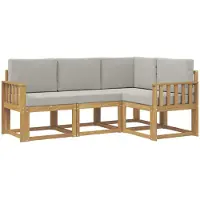 vidaXL Outdoor-Sofagarnitur 4 pcs Weiß und Hellgrau