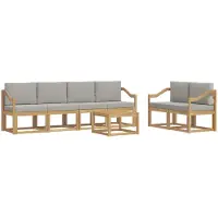 vidaXL Outdoor-Sofagarnitur 7 Stk. Weiß und Hellgrau Polyester