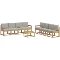 vidaXL Outdoor-Sofagarnitur 9 Stk. Weiß und Hellgrau Polyester