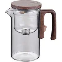 Jojomino 720 Ml Teekanne Aus Glas, Wassertrennung, Innenbehälter, Magnetschalter mit Einem Klick, Teefiltration, Teekanne, Tassenset mit Holzgriff