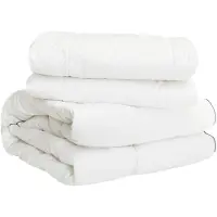 vidaXL Bettwäsche-Set Weiß 135 x 200 cm Baumwolle, Bambus, Polyester