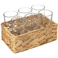 Secret De Gourmet Szklanki do drinków, napojów w plecionym koszyku, 6 sztuk