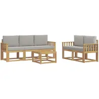 vidaXL Outdoor-Sofagarnitur 6 stk. Weiß und Hellgrau Polyester