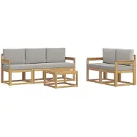 vidaXL Outdoor-Sofagarnitur 6 stk. Weiß und Hellgrau Polyester