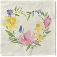 Mank Tissue Serviette Laura, 33 x 33 cm, 3-lagig, 100 Stück - Floral Blumenkranz