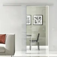 Levidor Glasschiebetür Komplettset 90 x 205 cm Stuttgart Aluminium mit Griffmuschel