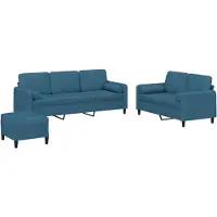vidaXL 3-tlg. Sofagarnitur mit Kissen Blau Samt