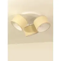 Licht-Erlebnisse Strahler Metall Stoff E27 verstellbar B: 45 cm Weiß Hellsand 3-flammig Modern