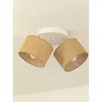 Licht-Erlebnisse Spot Lampe Stoff Metall E27 verstellbar Weiß Beige 2-flammig Modern Strahler