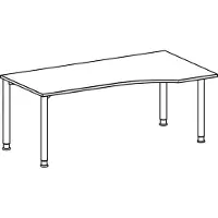 Geramöbel PC-Tisch, rechts, BxTxH 1800x800-1000x680-800 mm, höhenverstellbar, Platte buche, Rundrohrgestell anthrazit