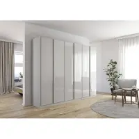 Freiraum Drehtürenschrank >Monostar< in Glas seidengrau / seidengrau - 271x210x54 (BxHxT)