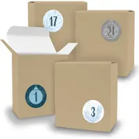 Itenga Adventskalender zum Füllen 24x Quader BRAUN + Sticker V08 Z16