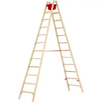 Hymer Holz Stufenstehleiter mit Textiltasche 2x12 Stufen