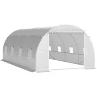 Outsunny Tunnelgewächshaus 6x3x2 m Terrassengewächshaus mit 8 Fenstern Polyethylen-Abdeckung 140 g/m2 Weißer Stahlrahmen