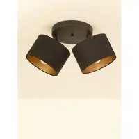 Licht-Erlebnisse Strahler Stoff Metall E27 verstellbar in Schwarz Gold 2-flammig Modern