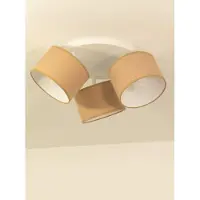 Licht-Erlebnisse Spot Metall Stoff E27 verstellbar 45 cm breit Weiß Dunkelsand 3-flammig Modern Strahler