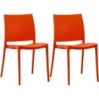 CLP 2er Set Gartenstühl Meton mit Lehne stapelbar wetterfest UV-beständig bis 150 kg orange