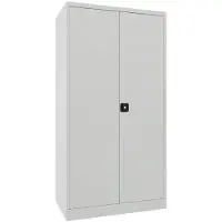 Soennecken Vertikalauszugschrank, 2 Auszüge mit Lochplatten, Mitteltrennwand, 3 Böden, 2 Schubladen (1x100 mm, 1x200 mm), BxTxH 1000x600x1950 mm, RAL 7035
