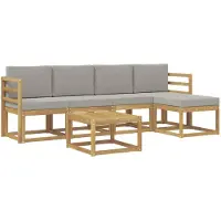 vidaXL Outdoor-Sofagarnitur 6 pcs Weiß und Hellgrau 59 x 59 x 37 cm