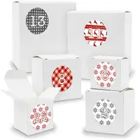 Itenga Adventskalender zum Füllen 24x Quader Würfel gemischt WEISS + Sticker (V01 Z07)