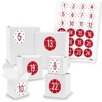 Itenga Adventskalender zum Füllen 24x Quader Würfel gemischt WEISS + Sticker (V01 Z39)