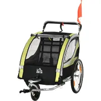 MEIYOU 2-in-1Fahrradanhängerfür2Kinder,Schiebefunktion,Regenschutz,Bremse,Gelb