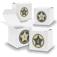 Itenga Adventskalender zum Füllen 24x Würfel 6,5cm WEISS + Sticker V04 Z21