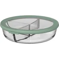 Mepal Cirqula - Mikrowellengeschirr - Multikom Glas-Meal-Prep-Tablett mit 3 Fächern 1000 ml – Nordic sage - Meal prep box