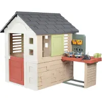 Smoby Life Spielhaus Natur mit Werkstatt - Outdoor-Kinderhaus für Garten oder Terrasse - ab 2 Jahre
