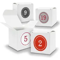 Itenga Adventskalender zum Füllen 24x Würfel 6,5cm WEISS + Sticker V04 Z03