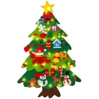 Kruzzel 26548 Weihnachtsbaum aus Filz mit Christbaumschmuck und LED-Beleuchtung, 100 cm