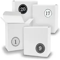 Itenga Adventskalender zum Füllen 24x Quader WEISS + Sticker V07 Z04