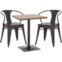 Mendler Set Bistrotisch 2x Esszimmerstuhl MCW-H10d, Stuhl Tisch Küchenstuhl Gastronomie MVG schwarz-braun, Tisch hellbraun