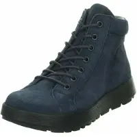 Think! Damen Stiefeletten aus blauem Veloursleder mit Schnürung und herausnehmbarer Innensohle